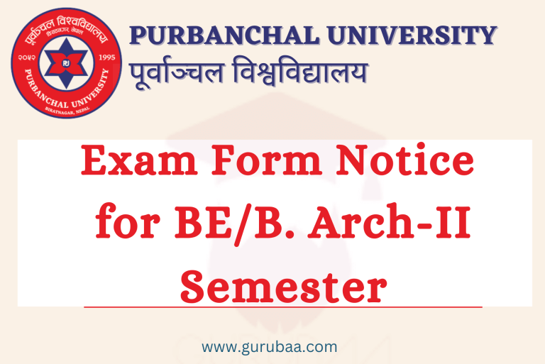 Purbanchal University BE/B.Arch-II Exam Form Notice