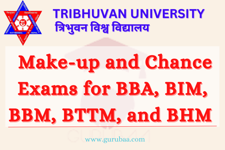 Tribhuvan University make-up exams notice for BBA, BIM, BBM, BTTM, BHM.