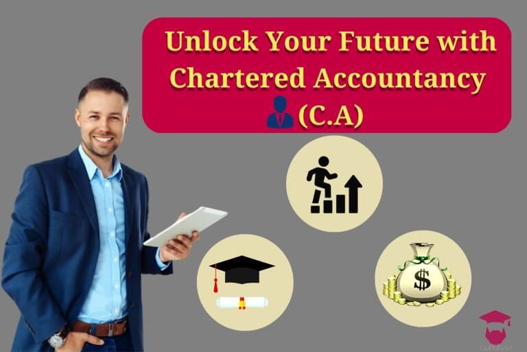 Man with a tablet promoting Chartered Accountancy career.