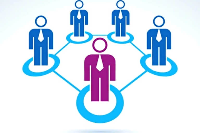 Network diagram of professional team collaboration.