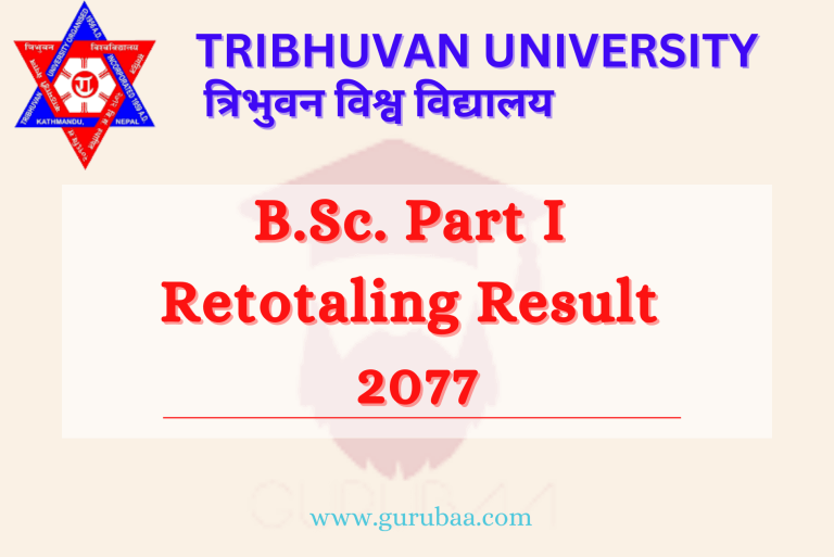 B.Sc. Part I Retotaling Result 2077, Tribhuvan University