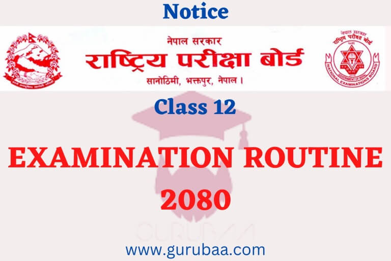 Class 12 Examination Routine 2080 Notice, Nepal.
