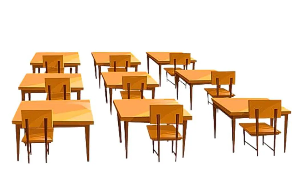 Desk and benches