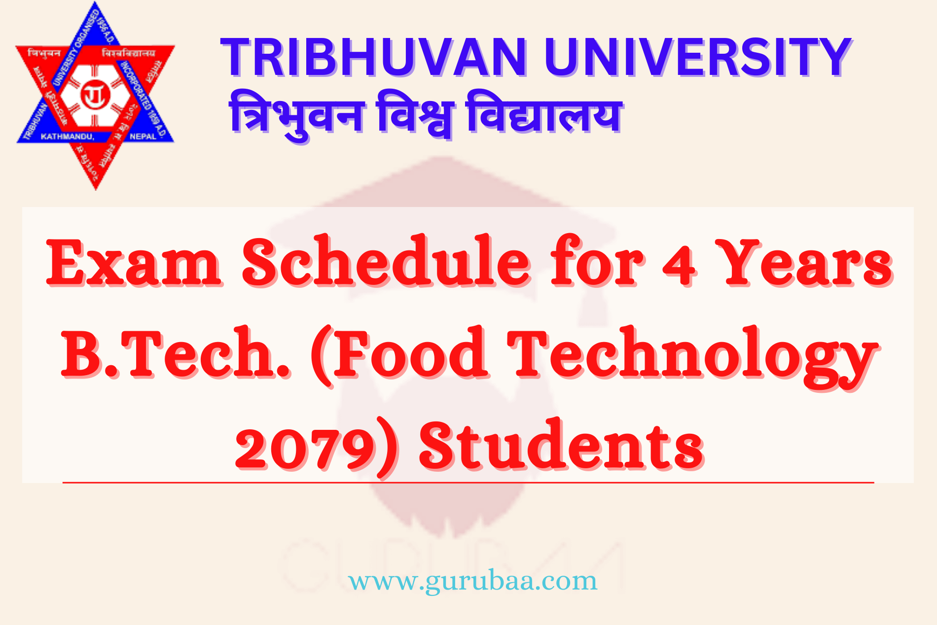 Tribhuvan University B.Tech. Food Tech Exam Schedule 2079
