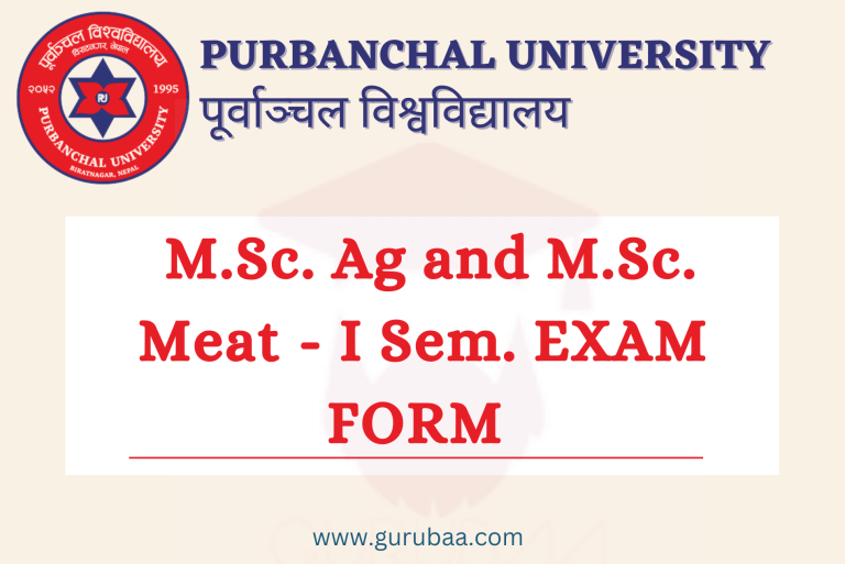 Purbanchal University M.Sc. Ag and Meat Exam Form Notice.