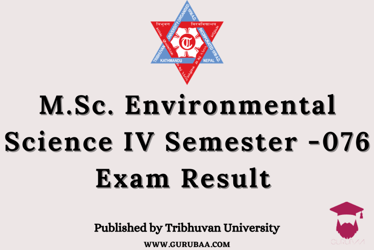 M.Sc. Environmental Science Semester 4 Exam Result 2076