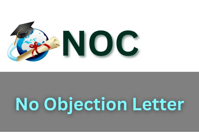 NOC No Objection Letter graphic with globe and diploma.