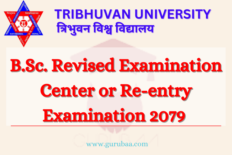 B.Sc. Revised Exam Center or Re-entry Exam 2079 Notice.