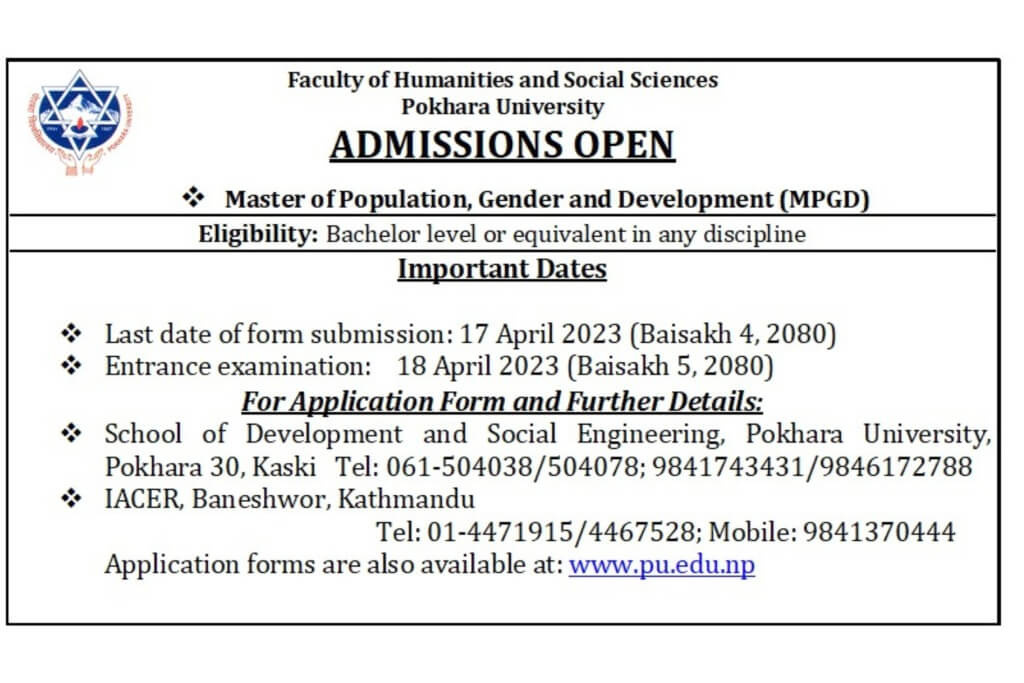 Admission Open for MPGD(Master's Program in Gender and Development ...