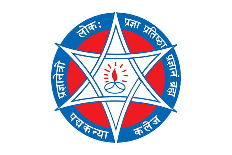 Red and blue circular logo with a star and flame design.