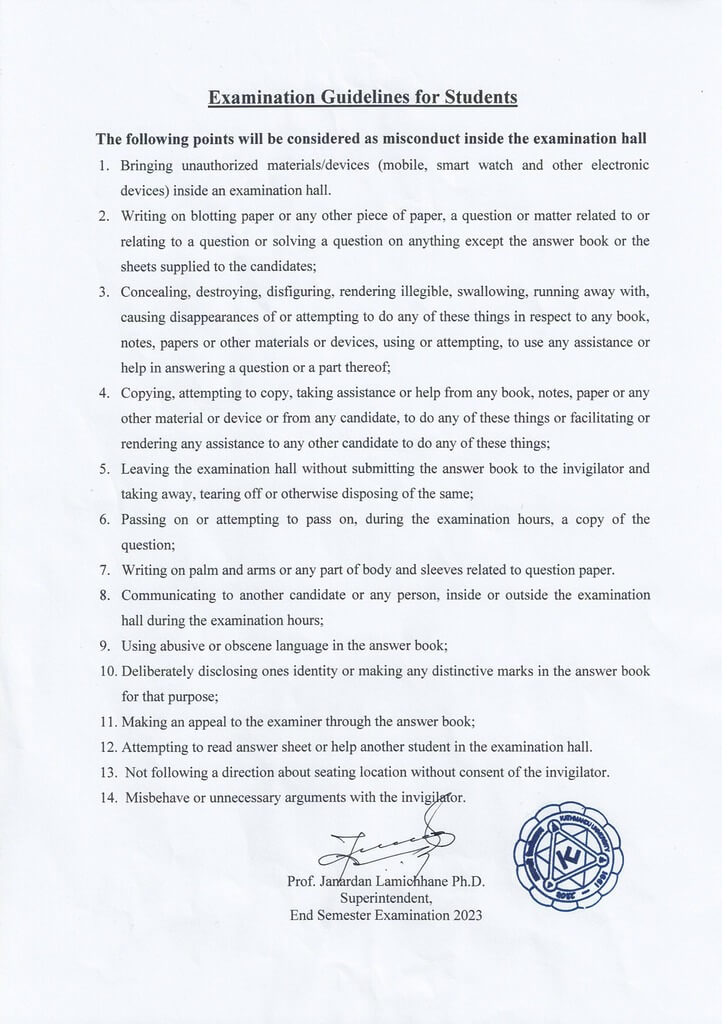 Exam Guidelines for Kathmandu University Students 2023 1 Examination Guidelines for Students 20231687679669