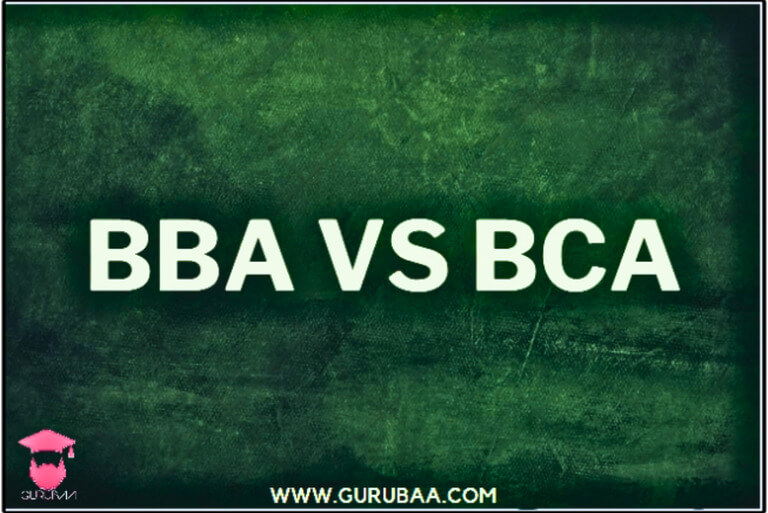 BBA vs BCA educational comparison graphic.