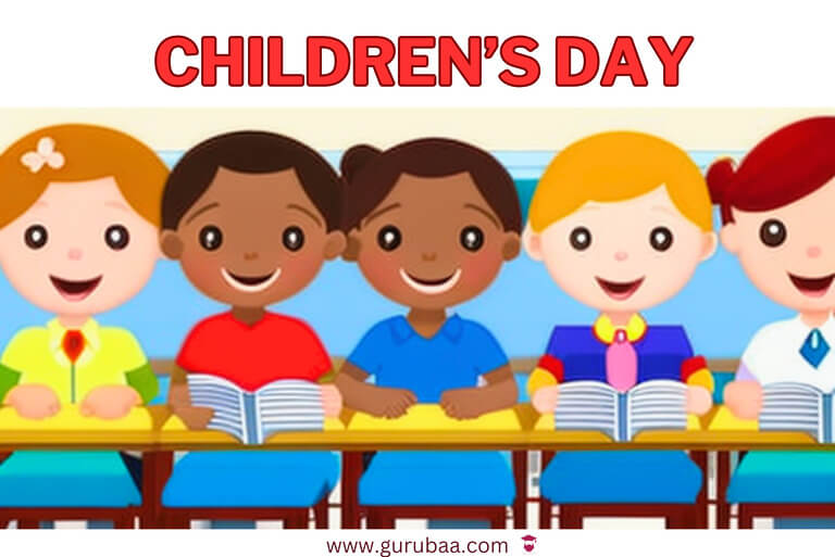 Children's Day celebration with diverse kids reading books.