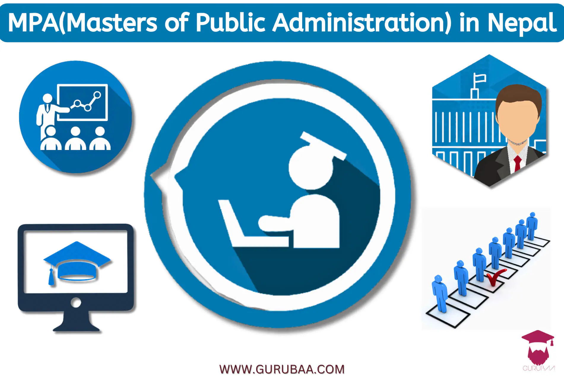 MPA program in Nepal, public administration icons and graphics.