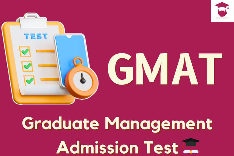 GMAT preparation test with checklist and stopwatch.