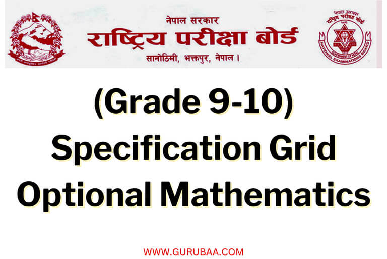 Grade 9-10 Optional Math Specification Grid Nepal
