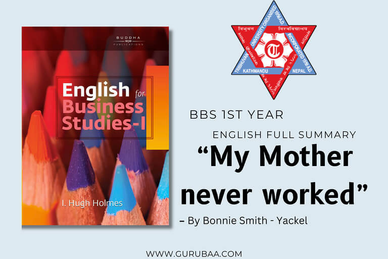 English for Business Studies cover, BBS 1st year summary.