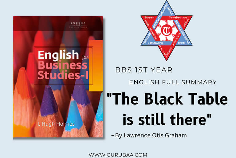 BBS 1st year English "The Black Table is still there" summary 2080 Gurubaa