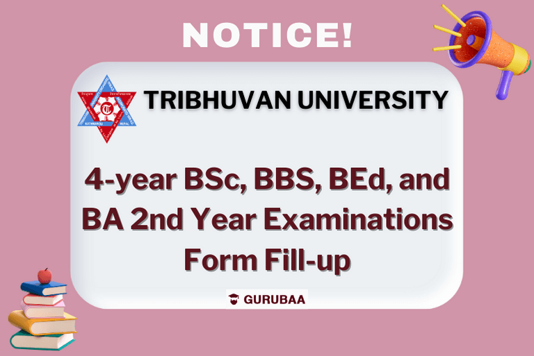 Tribhuvan University exam form notice for BSc, BBS, BEd, BA.