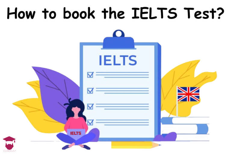 Illustration of IELTS test booking process.