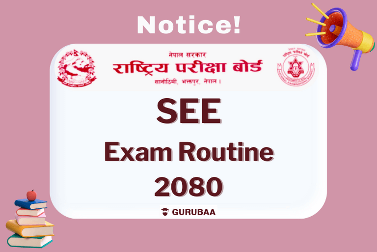SEE Exam Routine 2080 Notice with Books and Megaphone