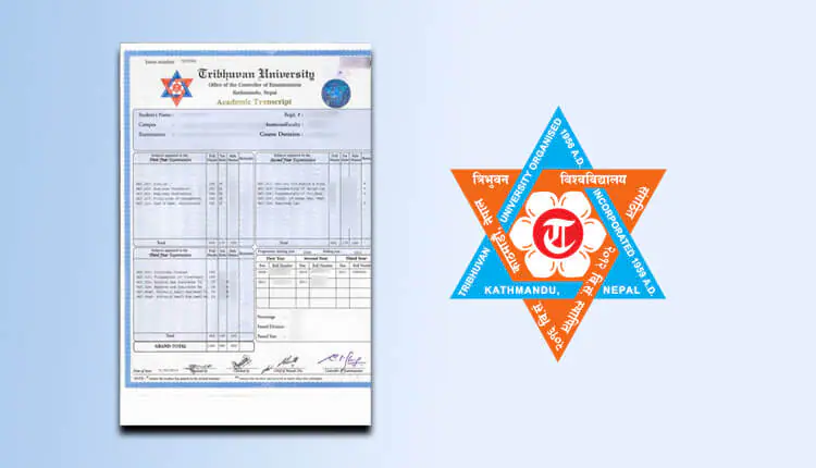 Transcript from Tribhuvan University with logo.