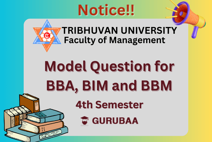 Cover picture of notice regarding model question of BBM, BIM and BBA for the post of gurubaa