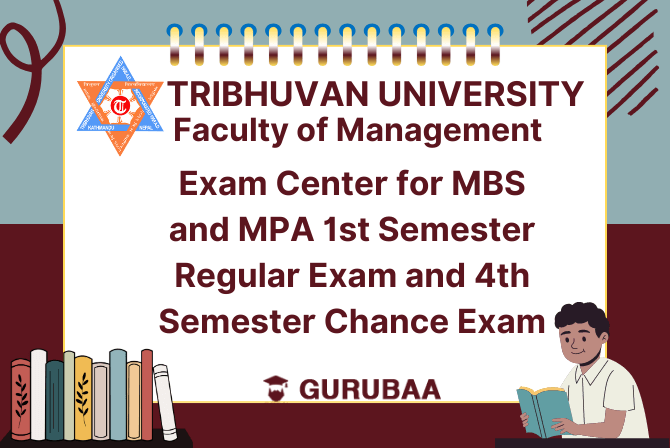 Cover picture for a notice announcing the exam center for MBS and MPA 1st and 4th Semester.