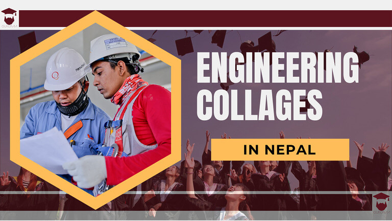 Engineering colleges in Nepal, two workers, graduation caps.
