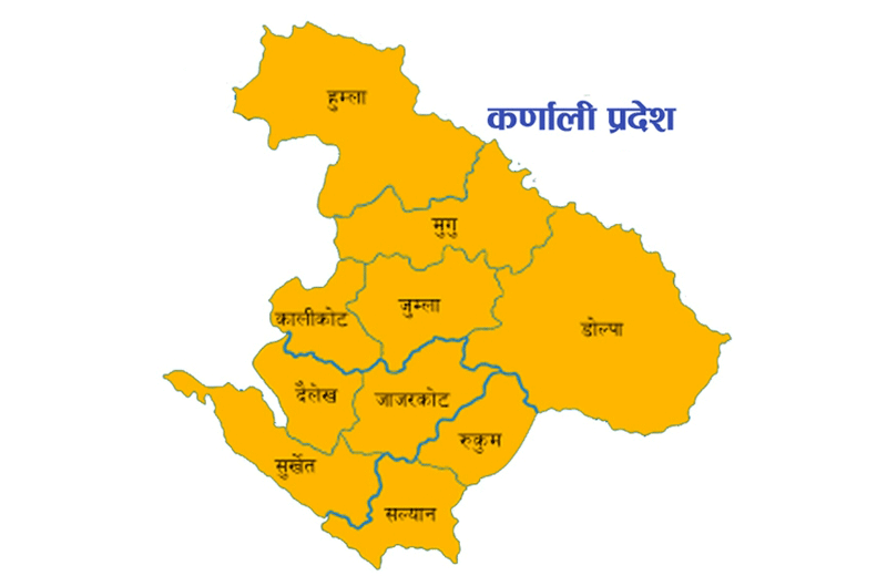 New Map of Nepal with 77 districts 237 Map of Karnali District