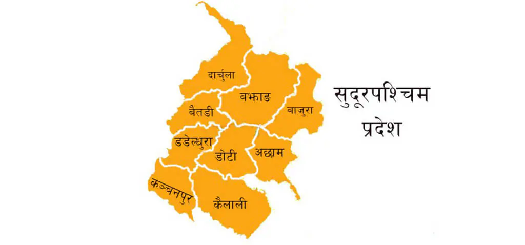 New Map of Nepal with 77 districts 278 Map of Sudurpaschim