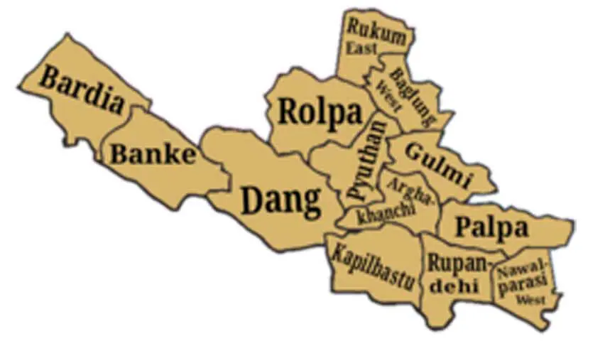 New Map of Nepal with 77 districts 188 Map of Lumbini Province