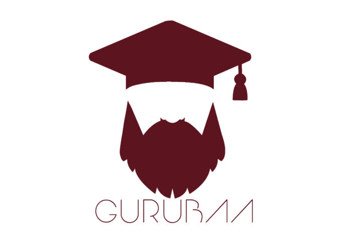 Logo of Gurubaa: stylized face with graduation cap.