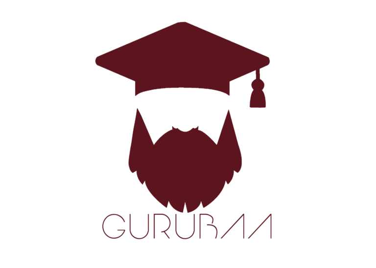 Logo of Gurubaa: stylized face with graduation cap.